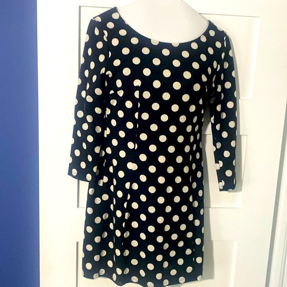 Black and white polka dot stretch dress - Picture 1 of 5